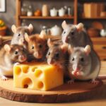 チーズを食べているラットたち